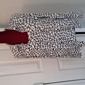 BCBG Black and White Patterned Blouse